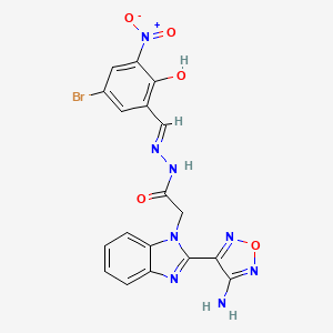 molecular formula C18H13BrN8O5 B13381416 2-[2-(4-amino-1,2,5-oxadiazol-3-yl)-1H-benzimidazol-1-yl]-N'-{5-bromo-2-hydroxy-3-nitrobenzylidene}acetohydrazide 