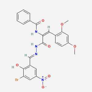 molecular formula C25H21BrN4O7 B13381419 N-[1-[(2-{3-bromo-2-hydroxy-5-nitrobenzylidene}hydrazino)carbonyl]-2-(2,4-dimethoxyphenyl)vinyl]benzamide 