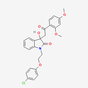 molecular formula C26H24ClNO6 B13381426 1-[2-(4-chlorophenoxy)ethyl]-3-[2-(2,4-dimethoxyphenyl)-2-oxoethyl]-3-hydroxy-1,3-dihydro-2H-indol-2-one 