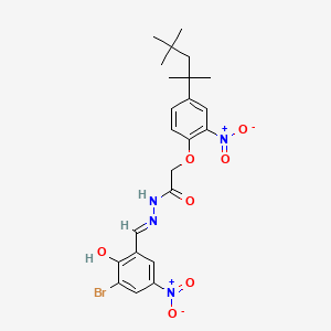 molecular formula C23H27BrN4O7 B13381440 N'-{3-bromo-2-hydroxy-5-nitrobenzylidene}-2-[2-nitro-4-(1,1,3,3-tetramethylbutyl)phenoxy]acetohydrazide 