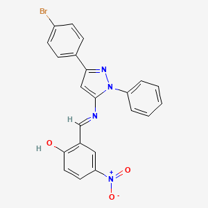 molecular formula C22H15BrN4O3 B13381475 2-({[3-(4-bromophenyl)-1-phenyl-1H-pyrazol-5-yl]imino}methyl)-4-nitrophenol 