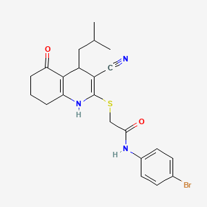 molecular formula C22H24BrN3O2S B13381515 N-(4-bromophenyl)-2-[(3-cyano-4-isobutyl-5-oxo-1,4,5,6,7,8-hexahydro-2-quinolinyl)sulfanyl]acetamide 