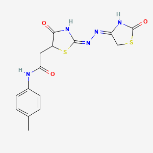 molecular formula C15H15N5O3S2 B13381525 N-(4-methylphenyl)-2-{4-oxo-2-[(2-oxo-1,3-thiazolidin-4-ylidene)hydrazono]-1,3-thiazolidin-5-yl}acetamide 