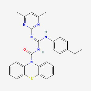 molecular formula C28H26N6OS B13381526 N-[N'-(4,6-dimethylpyrimidin-2-yl)-N-(4-ethylphenyl)carbamimidoyl]-10H-phenothiazine-10-carboxamide 