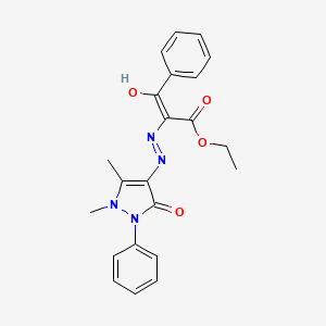 molecular formula C22H22N4O4 B13381548 ethyl 2-[(1,5-dimethyl-3-oxo-2-phenyl-2,3-dihydro-1H-pyrazol-4-yl)hydrazono]-3-oxo-3-phenylpropanoate 