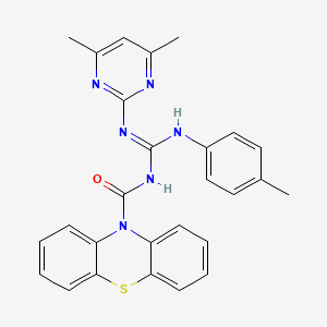 molecular formula C27H24N6OS B13381551 N-{(Z)-[(4,6-dimethylpyrimidin-2-yl)amino][(4-methylphenyl)amino]methylidene}-10H-phenothiazine-10-carboxamide 