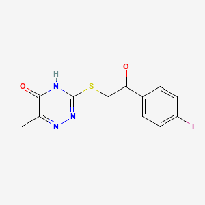 molecular formula C12H10FN3O2S B13381635 3-[2-(4-fluorophenyl)-2-oxoethyl]sulfanyl-6-methyl-2H-1,2,4-triazin-5-one 