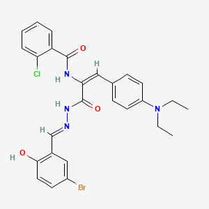 molecular formula C27H26BrClN4O3 B13381645 N-{1-{[2-(5-bromo-2-hydroxybenzylidene)hydrazino]carbonyl}-2-[4-(diethylamino)phenyl]vinyl}-2-chlorobenzamide 