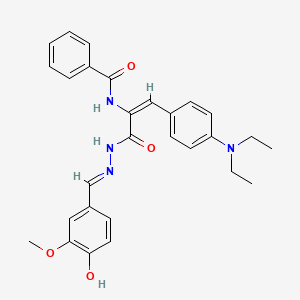 molecular formula C28H30N4O4 B13381704 N-(2-[4-(diethylamino)phenyl]-1-{[2-(4-hydroxy-3-methoxybenzylidene)hydrazino]carbonyl}vinyl)benzamide 