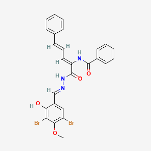 molecular formula C26H21Br2N3O4 B13381706 N-(1-{[2-(3,5-dibromo-2-hydroxy-4-methoxybenzylidene)hydrazino]carbonyl}-4-phenyl-1,3-butadienyl)benzamide 