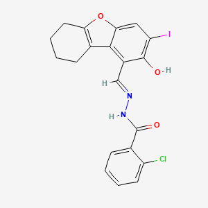 molecular formula C20H16ClIN2O3 B13381740 2-chloro-N'-[(2-hydroxy-3-iodo-6,7,8,9-tetrahydrodibenzo[b,d]furan-1-yl)methylene]benzohydrazide 