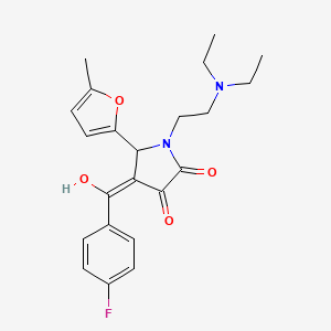 molecular formula C22H25FN2O4 B13381772 1-[2-(diethylamino)ethyl]-4-(4-fluorobenzoyl)-3-hydroxy-5-(5-methyl-2-furyl)-1,5-dihydro-2H-pyrrol-2-one 
