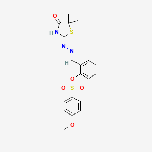 molecular formula C20H21N3O5S2 B13381797 2-[2-(5,5-Dimethyl-4-oxo-1,3-thiazolidin-2-ylidene)carbohydrazonoyl]phenyl 4-ethoxybenzenesulfonate 