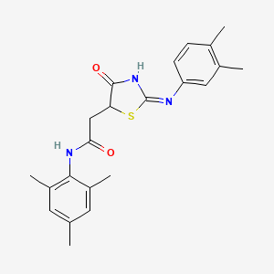 molecular formula C22H25N3O2S B13381818 2-[2-(3,4-dimethylanilino)-4-oxo-1,3-thiazol-5-yl]-N-(2,4,6-trimethylphenyl)acetamide 