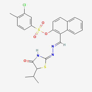 molecular formula C24H22ClN3O4S2 B13381922 1-[2-(5-Isopropyl-4-oxo-1,3-thiazolidin-2-ylidene)carbohydrazonoyl]-2-naphthyl 3-chloro-4-methylbenzenesulfonate 