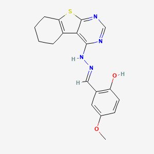 molecular formula C18H18N4O2S B13381924 2-Hydroxy-5-methoxybenzaldehyde 5,6,7,8-tetrahydro[1]benzothieno[2,3-d]pyrimidin-4-ylhydrazone 