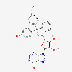 molecular formula C32H32N4O7 B13381944 9-[(2R,3R,4R,5R)-5-{[bis(4-methoxyphenyl)(phenyl)methoxy]methyl}-4-hydroxy-3-methoxyoxolan-2-yl]-9H-purin-6-ol 