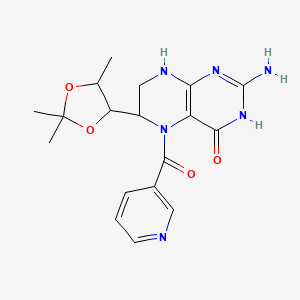 molecular formula C18H22N6O4 B13382075 2-Amino-5-(pyridine-3-carbonyl)-6-(2,2,5-trimethyl-1,3-dioxolan-4-yl)-1,6,7,8-tetrahydropteridin-4-one 