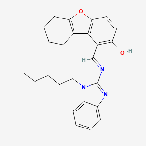 molecular formula C25H27N3O2 B13382093 1-{[(1-pentyl-1H-benzimidazol-2-yl)imino]methyl}-6,7,8,9-tetrahydrodibenzo[b,d]furan-2-ol 