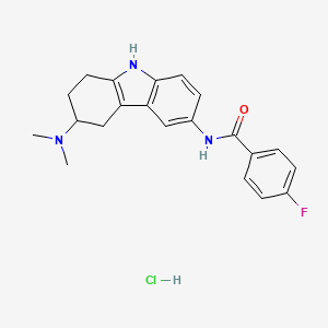 molecular formula C21H23ClFN3O B13382099 N-(3-(Dimethylamino)-2,3,4,9-tetrahydro-1H-carbazol-6-yl)-4-fluorobenzamide hydrochloride 