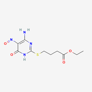 molecular formula C10H14N4O4S B13382102 ethyl 4-[(6-amino-5-nitroso-4-oxo-1H-pyrimidin-2-yl)sulfanyl]butanoate 