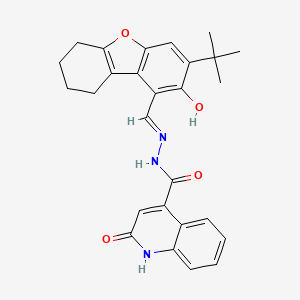 molecular formula C27H27N3O4 B13382105 N-[(E)-(3-tert-butyl-2-hydroxy-6,7,8,9-tetrahydrodibenzofuran-1-yl)methylideneamino]-2-oxo-1H-quinoline-4-carboxamide 