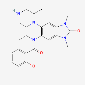 molecular formula C24H31N5O3 B13382137 N-[1,3-dimethyl-6-(2-methylpiperazin-1-yl)-2-oxobenzimidazol-5-yl]-N-ethyl-2-methoxybenzamide 
