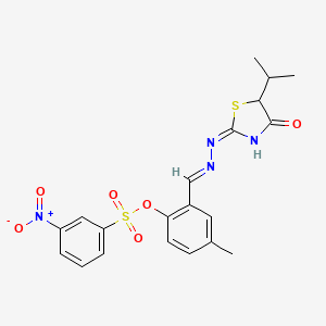 molecular formula C20H20N4O6S2 B13382150 2-[2-(5-Isopropyl-4-oxo-1,3-thiazolidin-2-ylidene)carbohydrazonoyl]-4-methylphenyl 3-nitrobenzenesulfonate 