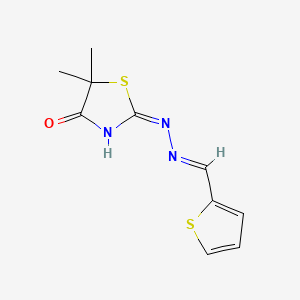 molecular formula C10H11N3OS2 B13382225 5,5-dimethyl-2-[(2E)-2-(thiophen-2-ylmethylidene)hydrazinyl]-1,3-thiazol-4-one 