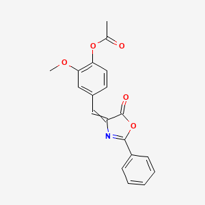 molecular formula C19H15NO5 B13382231 2-methoxy-4-[(5-oxo-2-phenyl-1,3-oxazol-4(5H)-ylidene)methyl]phenyl acetate 