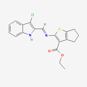 molecular formula C19H17ClN2O2S B13382260 ethyl 2-{[(3-chloro-1H-indol-2-yl)methylene]amino}-5,6-dihydro-4H-cyclopenta[b]thiophene-3-carboxylate 