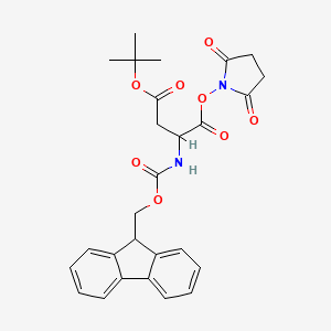molecular formula C27H28N2O8 B13382275 4-O-tert-butyl 1-O-(2,5-dioxopyrrolidin-1-yl) 2-(9H-fluoren-9-ylmethoxycarbonylamino)butanedioate 
