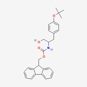 molecular formula C28H31NO4 B13382310 Carbamic acid,[(1S)-2-[4-(1,1-dimethylethoxy)phenyl]-1-(hydroxymethyl)ethyl]-,9H-fluoren-9-ylmethyl ester 