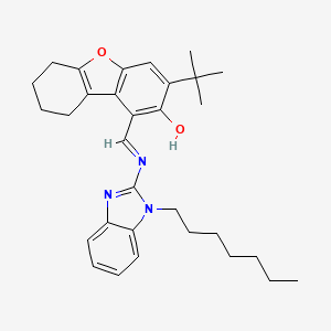 molecular formula C31H39N3O2 B13382516 3-tert-butyl-1-{[(1-heptyl-1H-benzimidazol-2-yl)imino]methyl}-6,7,8,9-tetrahydrodibenzo[b,d]furan-2-ol 