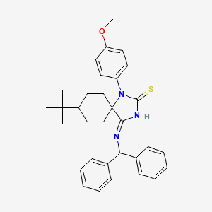 molecular formula C32H37N3OS B13382526 4-(Benzhydrylamino)-8-tert-butyl-1-(4-methoxyphenyl)-1,3-diazaspiro[4.5]dec-3-ene-2-thione 