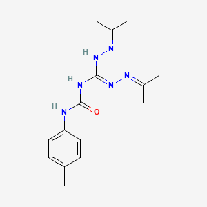 molecular formula C15H22N6O B13382546 1-[Bis(2-propan-2-ylidenehydrazinyl)methylidene]-3-(4-methylphenyl)urea 