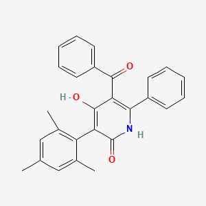 molecular formula C27H23NO3 B13382548 5-benzoyl-2-hydroxy-6-phenyl-3-(2,4,6-trimethylphenyl)-1H-pyridin-4-one 