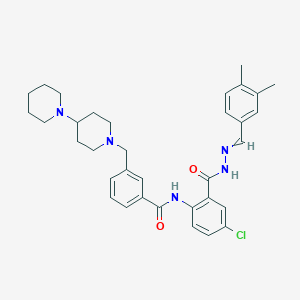 molecular formula C34H40ClN5O2 B13382556 5-chloro-N-[(3,4-dimethylphenyl)methylideneamino]-2-[[3-[(4-piperidin-1-ylpiperidin-1-yl)methyl]benzoyl]amino]benzamide 