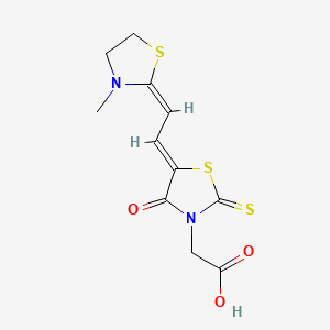 molecular formula C11H12N2O3S3 B13382581 {5-[2-(3-Methyl-1,3-thiazolidin-2-ylidene)ethylidene]-4-oxo-2-thioxo-1,3-thiazolidin-3-yl}acetic acid 