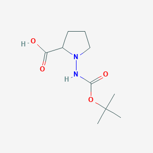 molecular formula C10H18N2O4 B13382688 1-{[(Tert-butoxy)carbonyl]amino}pyrrolidine-2-carboxylic acid 