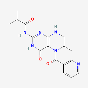 molecular formula C17H20N6O3 B13382706 2-methyl-N-[6-methyl-4-oxo-5-(pyridine-3-carbonyl)-1,6,7,8-tetrahydropteridin-2-yl]propanamide 