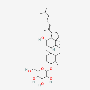 molecular formula C36H60O7 B13382719 2-(Hydroxymethyl)-6-[[12-hydroxy-4,4,8,10,14-pentamethyl-17-(6-methylhepta-2,5-dien-2-yl)-2,3,5,6,7,9,11,12,13,15,16,17-dodecahydro-1H-cyclopenta[a]phenanthren-3-yl]oxy]oxane-3,4,5-triol 