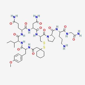 molecular formula C48H74N12O12S2 B13382750 N-[5-amino-1-[(2-amino-2-oxoethyl)amino]-1-oxopentan-2-yl]-1-[13-(2-amino-2-oxoethyl)-16-(3-amino-3-oxopropyl)-19-butan-2-yl-22-[(4-methoxyphenyl)methyl]-12,15,18,21,24-pentaoxo-7,8-dithia-11,14,17,20,23-pentazaspiro[5.19]pentacosane-10-carbonyl]pyrrolidine-2-carboxamide 