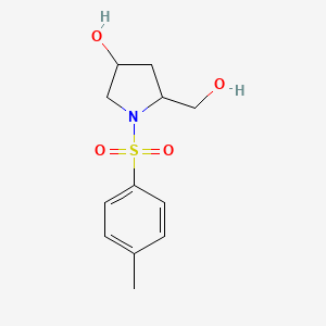 molecular formula C12H17NO4S B13382767 5-(Hydroxymethyl)-1-(4-methylphenyl)sulfonylpyrrolidin-3-ol 