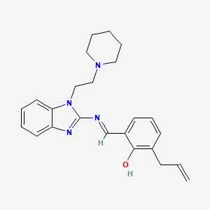 molecular formula C24H28N4O B13382778 2-allyl-6-[({1-[2-(1-piperidinyl)ethyl]-1H-benzimidazol-2-yl}imino)methyl]phenol 