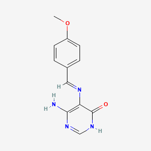 molecular formula C12H12N4O2 B13382897 6-Amino-5-[(4-methoxybenzylidene)amino]pyrimidin-4-ol 