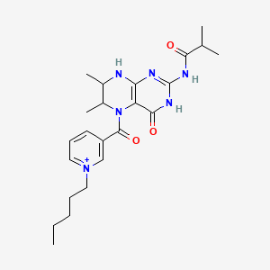 molecular formula C23H33N6O3+ B13382926 N-[6,7-dimethyl-4-oxo-5-(1-pentylpyridin-1-ium-3-carbonyl)-1,6,7,8-tetrahydropteridin-2-yl]-2-methylpropanamide 