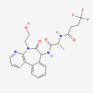 molecular formula C22H23F3N4O4 B13382936 4,4,4-trifluoro-N-[1-[[5-(2-hydroxyethyl)-6-oxo-7H-pyrido[2,3-d][3]benzazepin-7-yl]amino]-1-oxopropan-2-yl]butanamide 