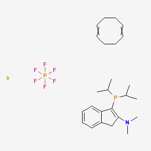 molecular formula C25H38F6IrNP2- B13382996 cycloocta-1,5-diene;3-di(propan-2-yl)phosphanyl-N,N-dimethyl-1H-inden-2-amine;iridium;hexafluorophosphate 