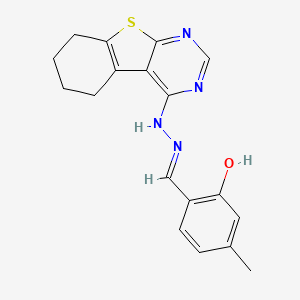molecular formula C18H18N4OS B13383026 2-Hydroxy-4-methylbenzaldehyde 5,6,7,8-tetrahydro[1]benzothieno[2,3-d]pyrimidin-4-ylhydrazone 
